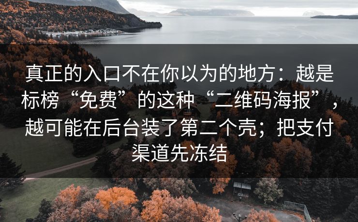 真正的入口不在你以为的地方：越是标榜“免费”的这种“二维码海报”，越可能在后台装了第二个壳；把支付渠道先冻结