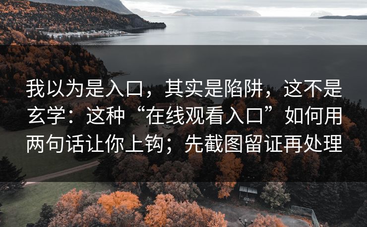 我以为是入口,其实是陷阱,这不是玄学:这种“在线观看入口”如何用两句话让你上钩;先截图留证再处理 我以为是入口,其实是陷阱,这不是玄学:这种“在线观看入口”如何用两句话让你上钩;先截图留证再处理