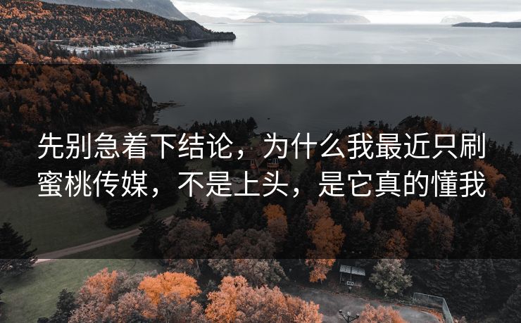 先别急着下结论,为什么我最近只刷蜜桃传媒,不是上头,是它真的懂我 先别急着下结论,为什么我最近只刷蜜桃传媒,不是上头,是它真的懂我
