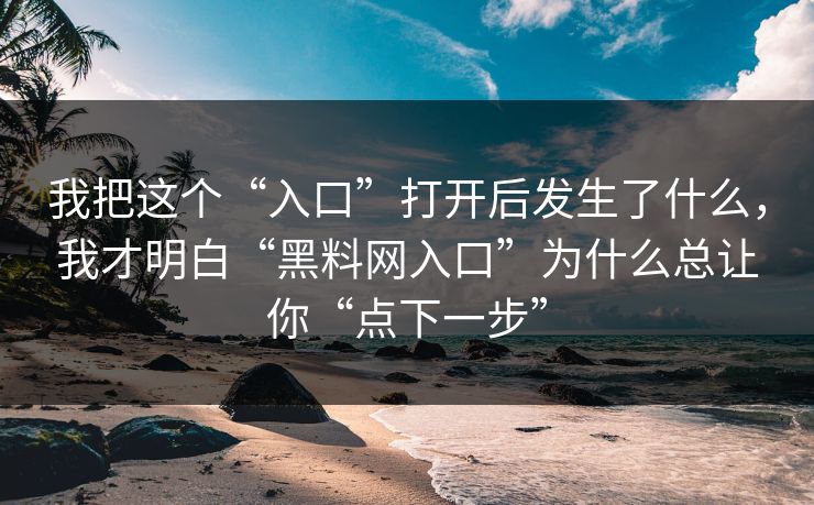我把这个“入口”打开后发生了什么，我才明白“黑料网入口”为什么总让你“点下一步”