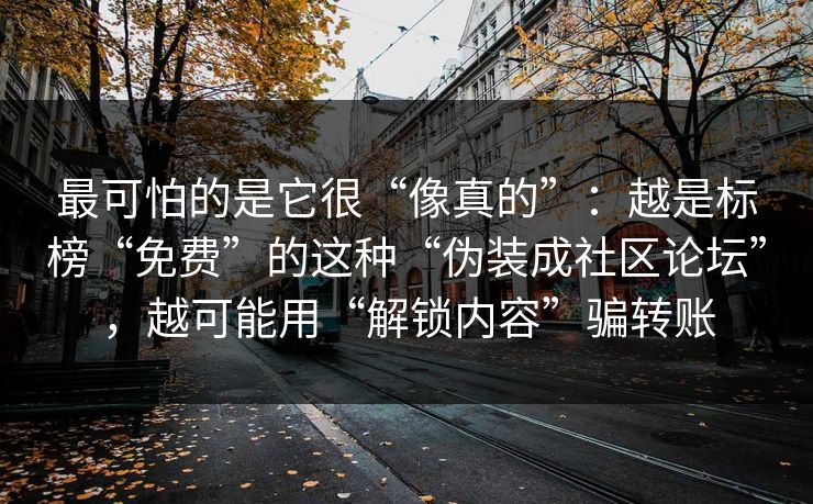 最可怕的是它很“像真的”：越是标榜“免费”的这种“伪装成社区论坛”，越可能用“解锁内容”骗转账