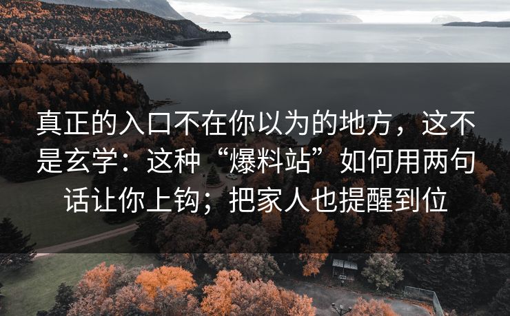 真正的入口不在你以为的地方,这不是玄学:这种“爆料站”如何用两句话让你上钩;把家人也提醒到位 真正的入口不在你以为的地方,这不是玄学:这种“爆料站”如何用两句话让你上钩;把家人也提醒到位