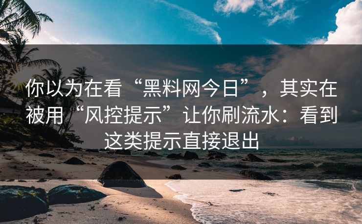你以为在看“黑料网今日”,其实在被用“风控提示”让你刷流水:看到这类提示直接退出 你以为在看“黑料网今日”,其实在被用“风控提示”让你刷流水:看到这类提示直接退出