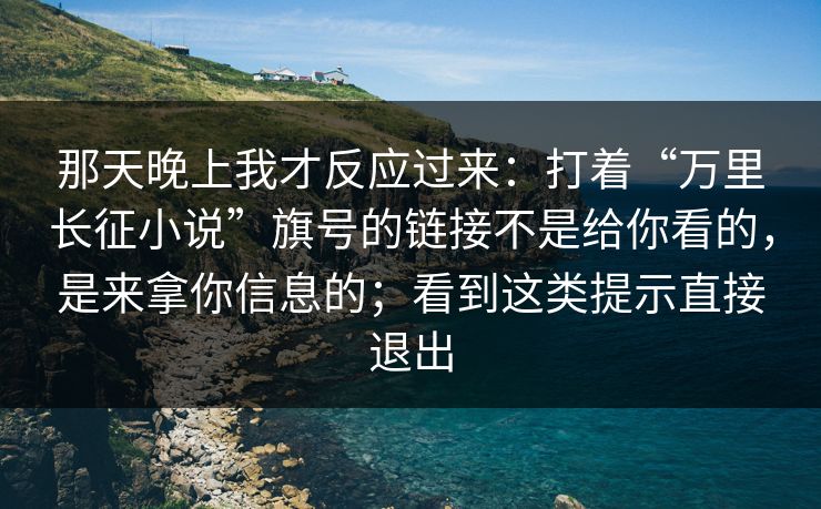 那天晚上我才反应过来：打着“万里长征小说”旗号的链接不是给你看的，是来拿你信息的；看到这类提示直接退出