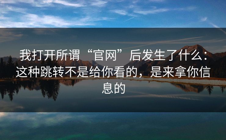 我打开所谓“官网”后发生了什么：这种跳转不是给你看的，是来拿你信息的