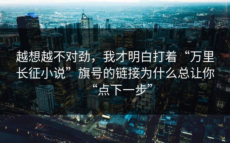 越想越不对劲，我才明白打着“万里长征小说”旗号的链接为什么总让你“点下一步”