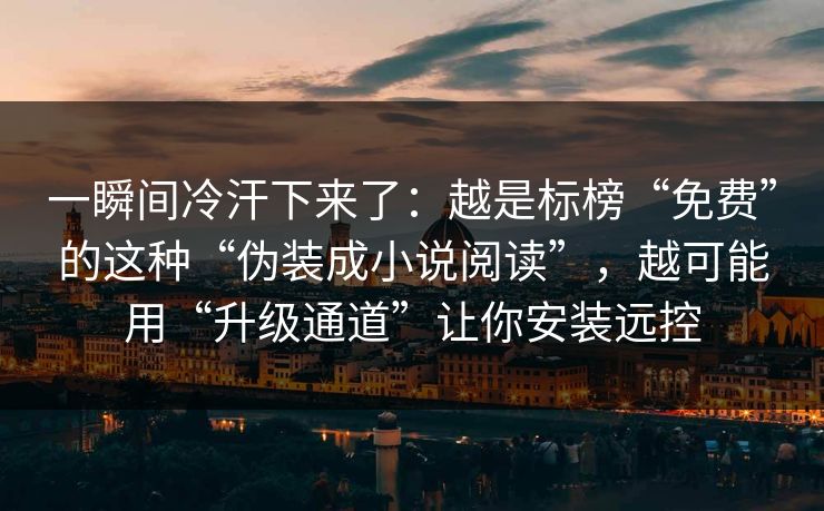 一瞬间冷汗下来了：越是标榜“免费”的这种“伪装成小说阅读”，越可能用“升级通道”让你安装远控