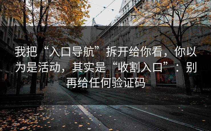 我把“入口导航”拆开给你看，你以为是活动，其实是“收割入口”：别再给任何验证码