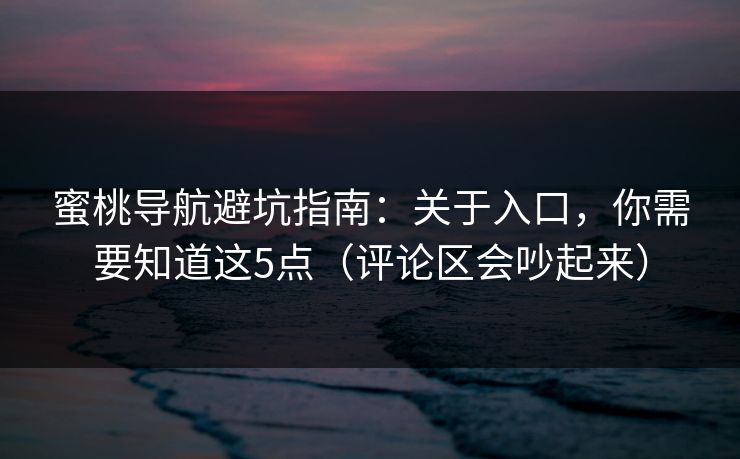 蜜桃导航避坑指南：关于入口，你需要知道这5点（评论区会吵起来）