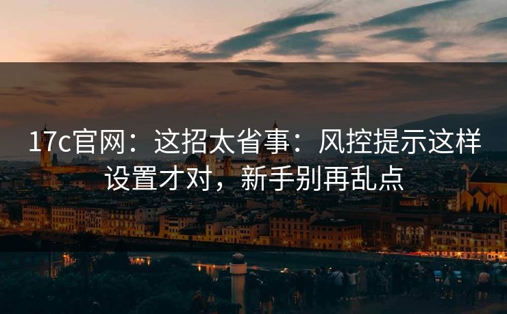 17c官网：这招太省事：风控提示这样设置才对，新手别再乱点