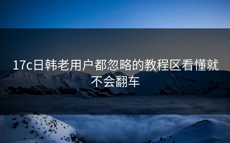 17c日韩老用户都忽略的教程区看懂就不会翻车